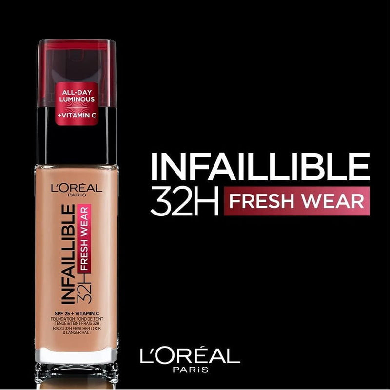 6x L'Oreal Paris Infallible 32H Fresh Wear Foundation SPF 25 30ml 300 Amber