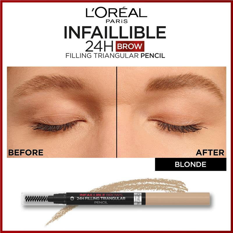 3x L'Oreal Paris Infallible Brows 24 Hour Filling Triangular Pencil 7.0 Blonde