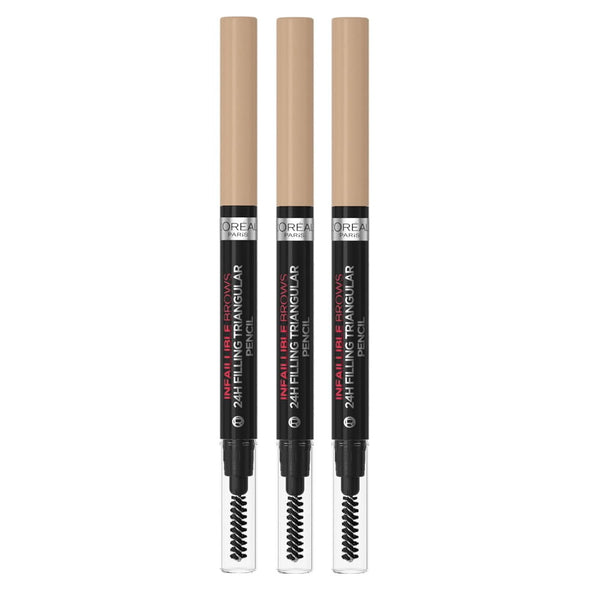 3x L'Oreal Paris Infallible Brows 24 Hour Filling Triangular Pencil 7.0 Blonde