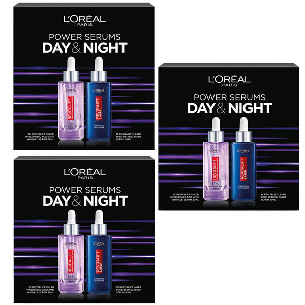 3x L'Oreal Paris Power Serums Revitalift Filler and Laser Day and Night Gift Set