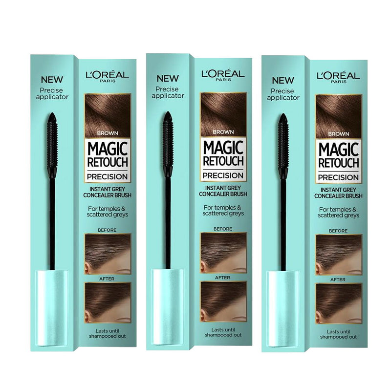 3x L'Oreal Paris Magic Retouch Precision Hair Concealer 8ml 3 Brown