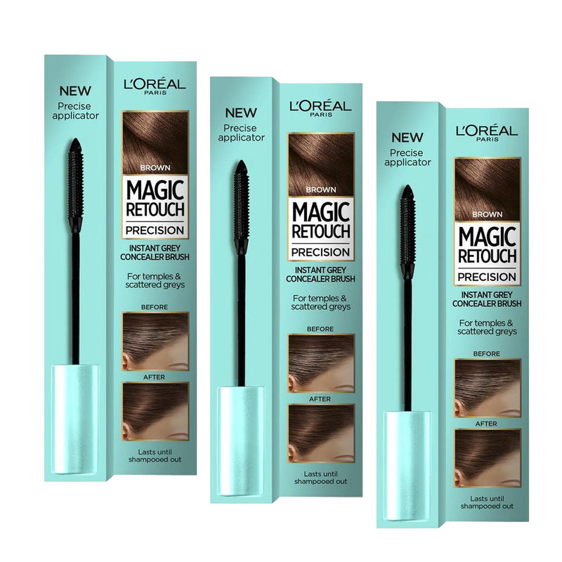 3x L'Oreal Paris Magic Retouch Precision Hair Concealer 8ml 3 Brown