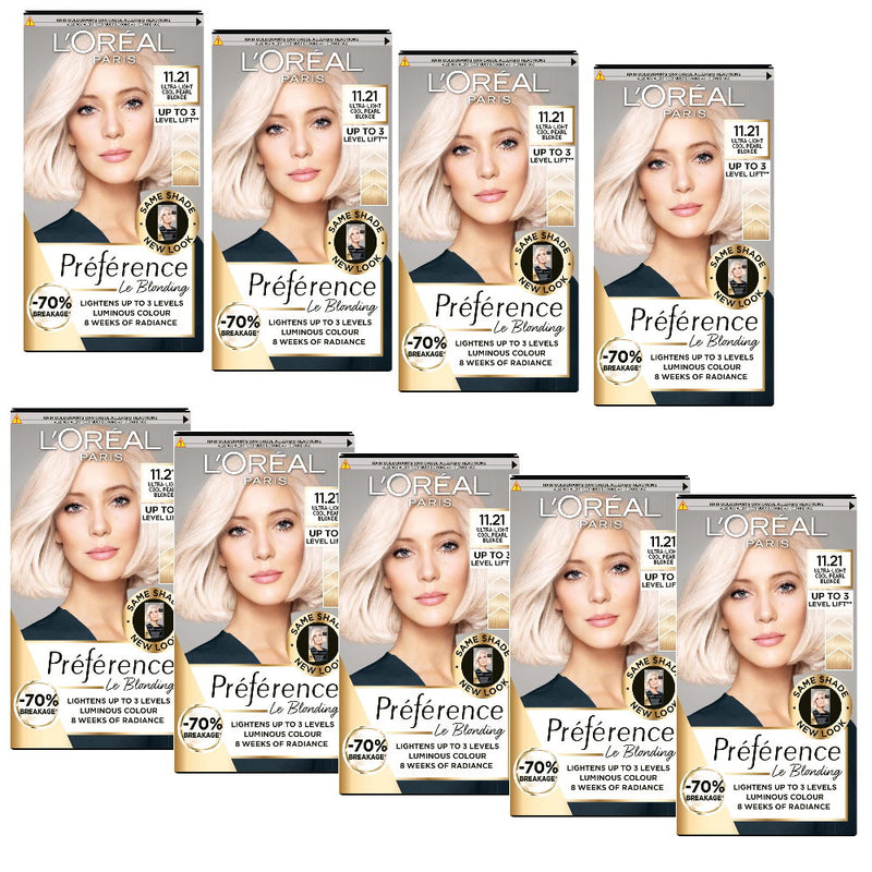 9x L'Oreal Paris Preference Hair Colour 11.21 Moscow Ultra Light Cool Pearl Blonde