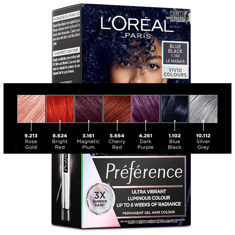 L'Oreal Paris Preference Vivids Permanent Hair Colour 1.102 Blue Black Le Marais