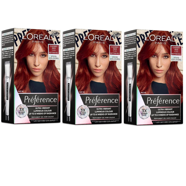 3x L'Oreal Paris Preference Vivids Permanent Hair Colour 5.664 Cherry Red Notting Hill