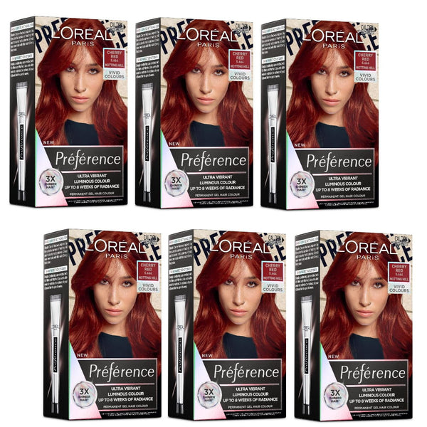 6x L'Oreal Paris Preference Vivids Permanent Hair Colour 5.664 Cherry Red Notting Hill