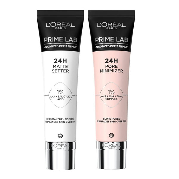 2pk SET L'Oreal Paris Prime Lab 24 Hour Matte Setter Primer plus Pore Minimizer Primer