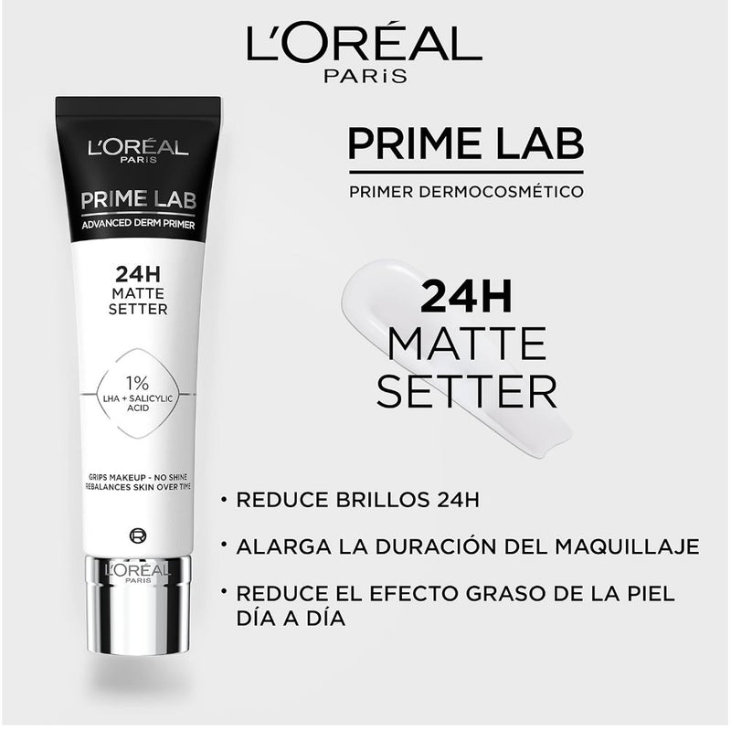 3x L'Oreal Paris Prime Lab 24 Hour Matte Setter Primer 30ml