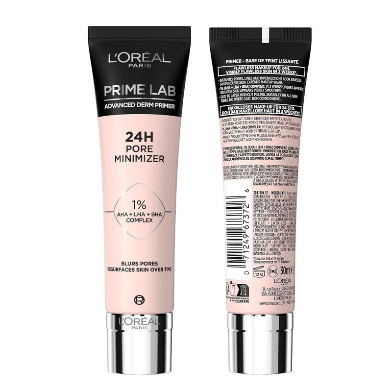 3x L'Oreal Paris Primer Lab 24 Hour Pore Minimizer Primer 30ml