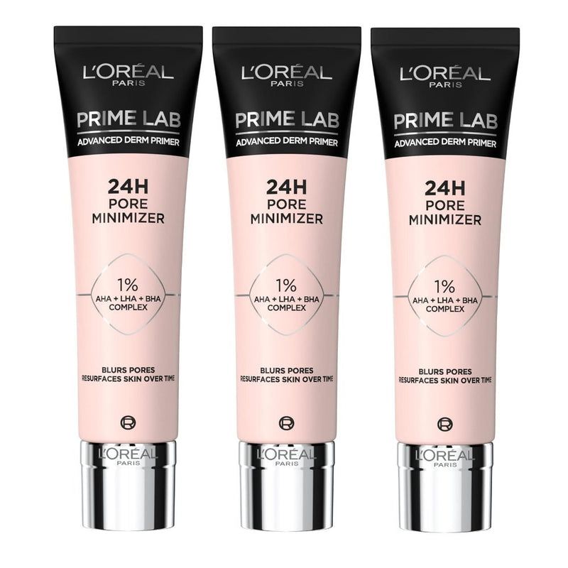 3x L'Oreal Paris Primer Lab 24 Hour Pore Minimizer Primer 30ml