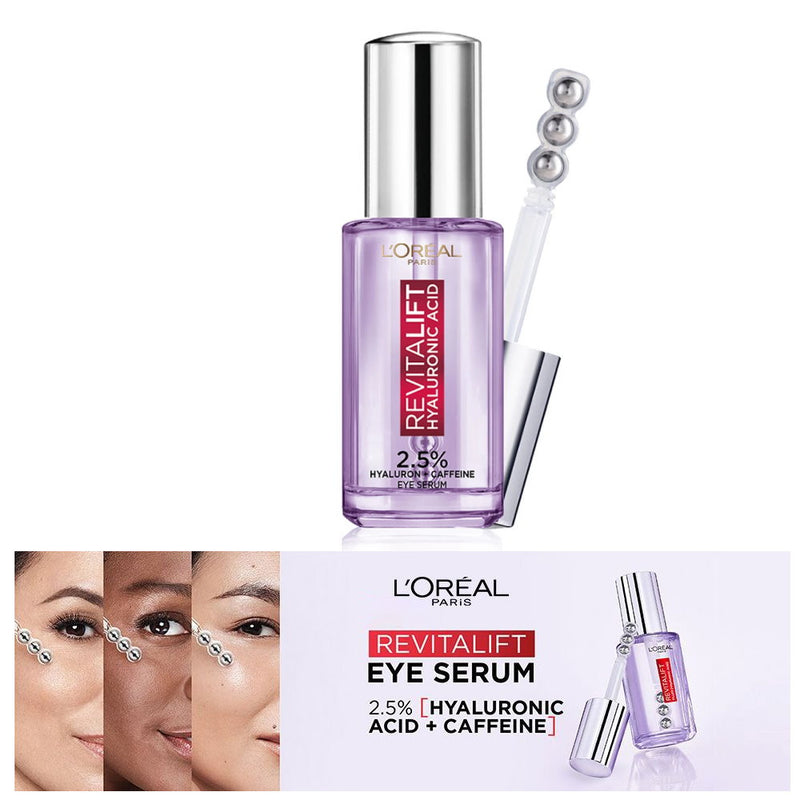 3x L'Oreal Paris Revitalift Filler Hyaluronic Acid Eye Serum 20mL