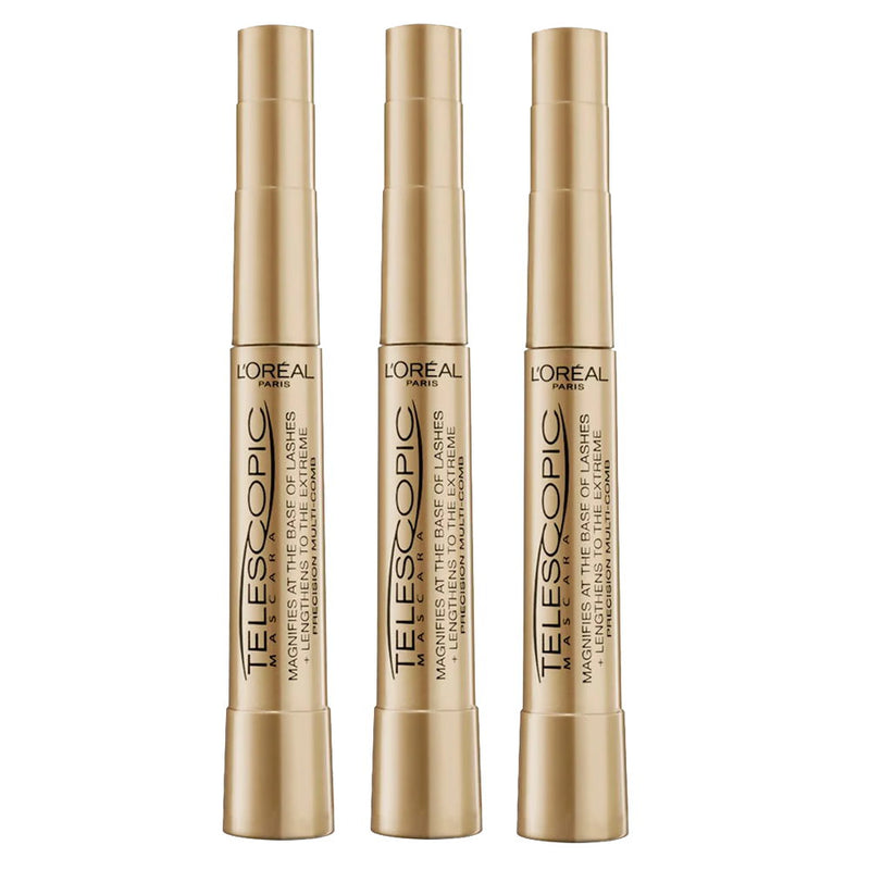 3x L'Oreal Paris Telescopic Mascara 8ml Black