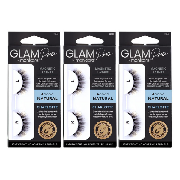 3x Manicare Glam Pro Magnetic Lashes Natural Charlotte