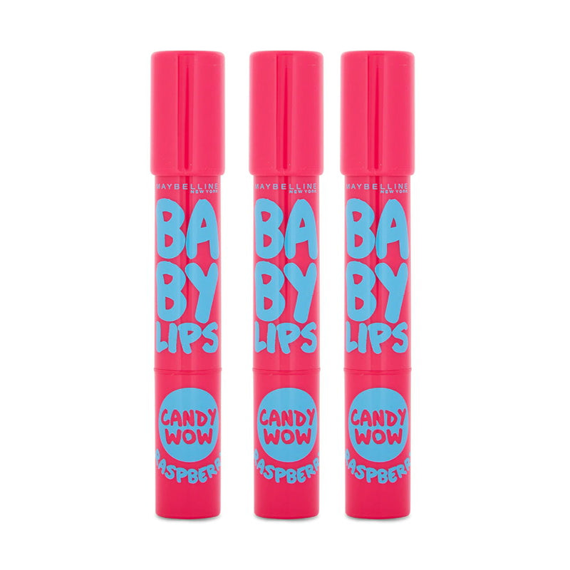 Pink Red Lipstick Makeup Warehouse - 3 x Maybelline Baby Lips CANDY WOW Lip Crayon 2g Raspberry