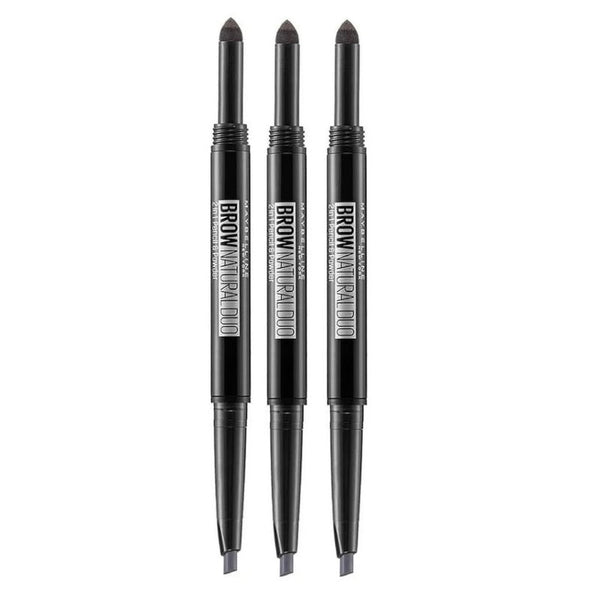 3x Maybelline Brow Natural Duo 2 in 1 Pencil and Powder Grey 0.15g