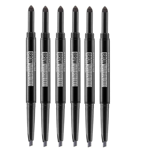 6x Maybelline Brow Natural Duo 2 in 1 Pencil and Powder Grey 0.15g