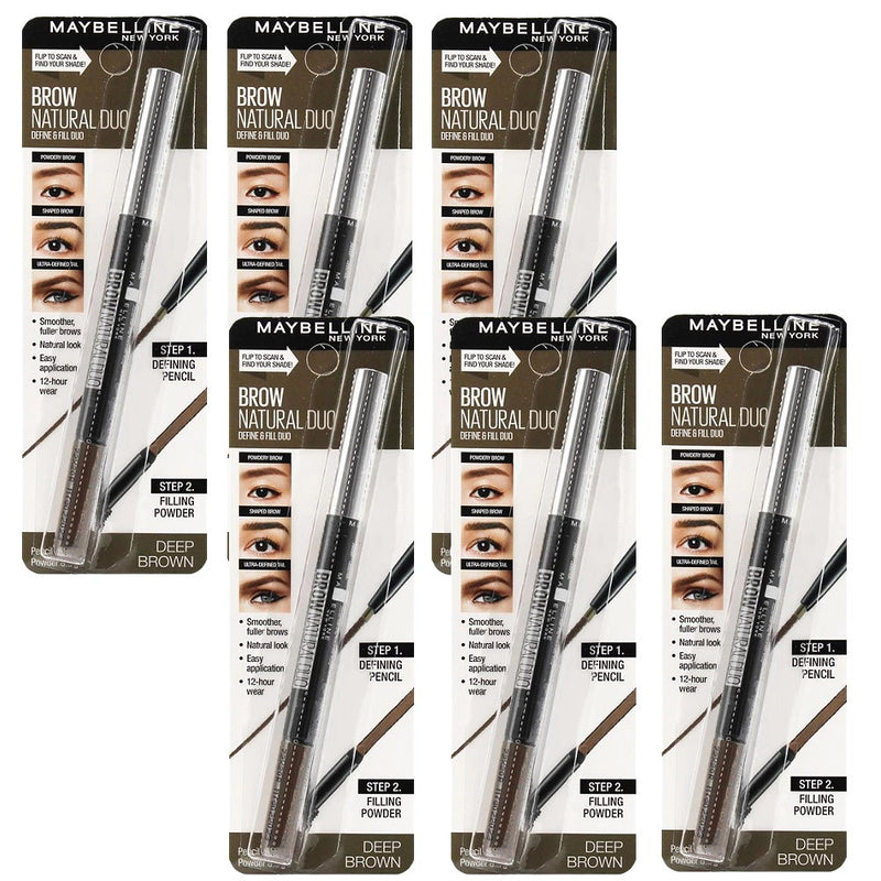 6x Maybelline Brow Natural Duo Define & Fill Duo Deep Brown 0.15g