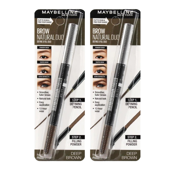 2x Maybelline Brow Natural Duo Define & Fill Duo Deep Brown 0.15g