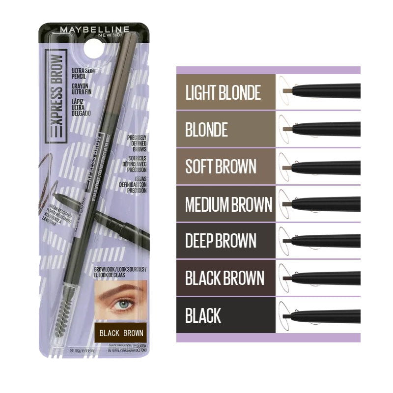 2x Maybelline Express Brow Ultra Slim Eyebrow Pencil 90mg Black Brown