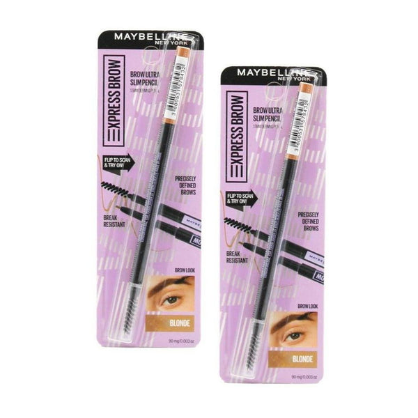 2x Maybelline Express Brow Ultra Slim Eyebrow Pencil 90mg Blonde