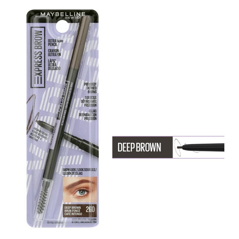 12x Maybelline Express Brow Ultra Slim Eyebrow Pencil 90mg Deep Brown