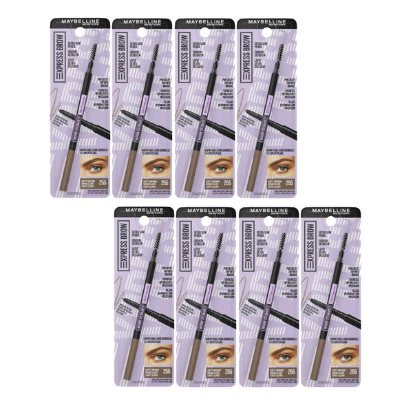 8x Maybelline Express Brow Ultra Slim Eyebrow Pencil 90mg Soft Brown