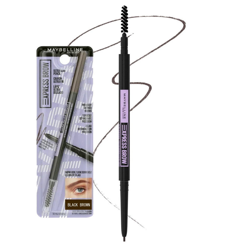 2x Maybelline Express Brow Ultra Slim Eyebrow Pencil 90mg Black Brown