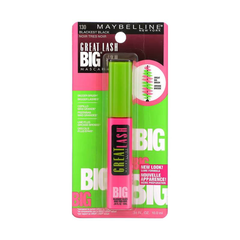 6x Maybelline Great Lash Big Mascara 10ml 130 Blackest Black