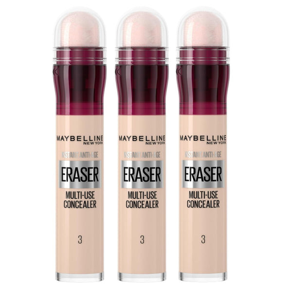 3x Maybelline Instant Anti Age Eraser Multi Use Concealer 6.8ml 03 Fair