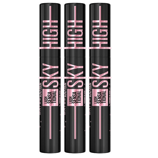 3x Maybelline Lash Sensational Sky High Washable Mascara 7.2ml Cosmic Black