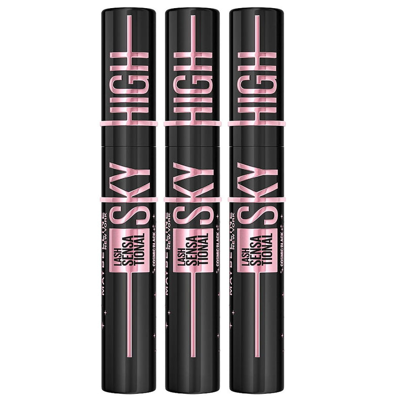 3x Maybelline Lash Sensational Sky High Washable Mascara 7.2ml Cosmic Black