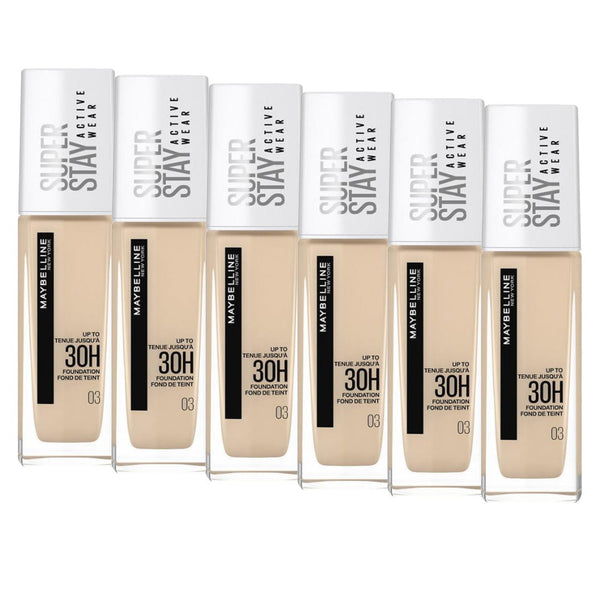 6x Maybelline Superstay 30 Hour Foundation 30ml 03 True Ivory