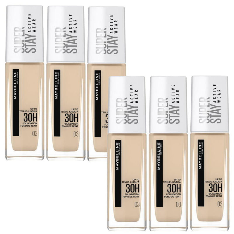 6x Maybelline Superstay 30 Hour Foundation 30ml 03 True Ivory