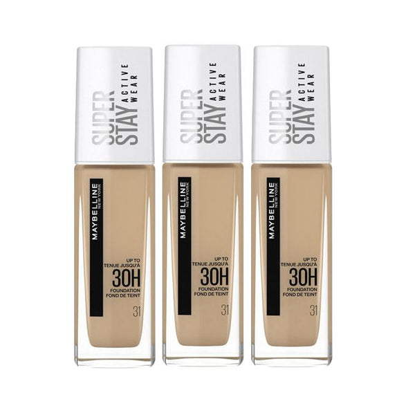 3x Maybelline Superstay 30 Hour Foundation 30ml 31 Warm Nude