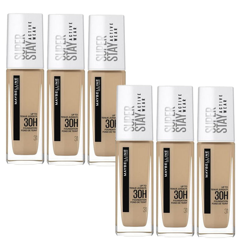 6x Maybelline Superstay 30 Hour Foundation 30ml 31 Warm Nude