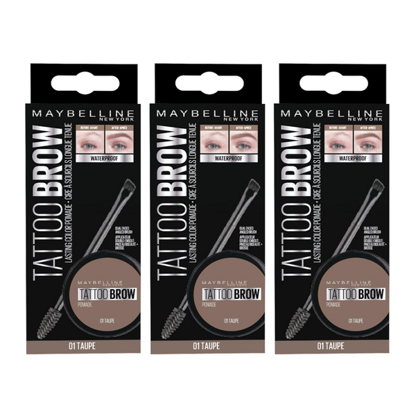 3x Maybelline Tattoo Brow Pomade 01 Taupe