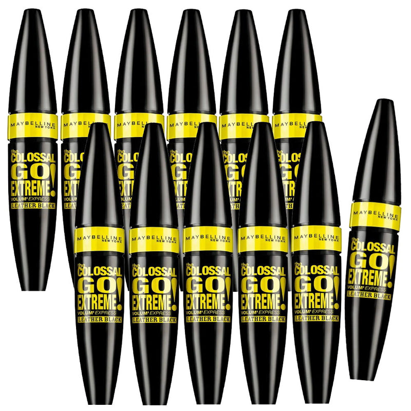 12x Maybelline Volum Express Colossal Go Extreme Leather Black Mascara 9.5ml