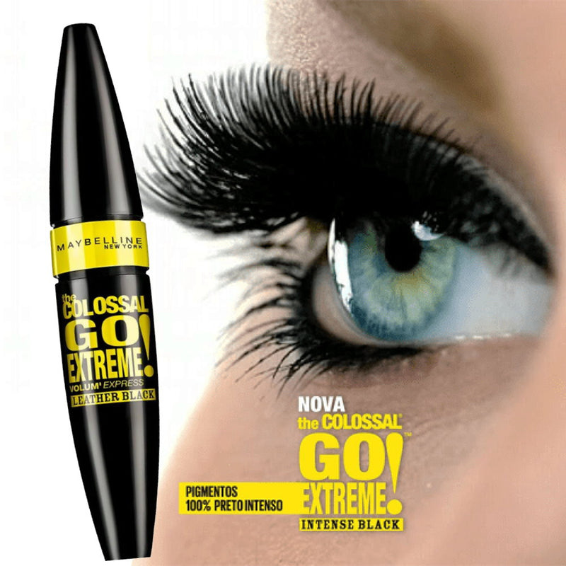 3x Maybelline Volum Express Colossal Go Extreme Leather Black Mascara 9.5ml