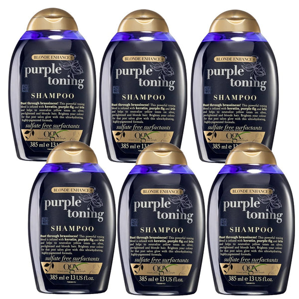 6x OGX Blonde Enhance Purple Toning Shampoo 385ml