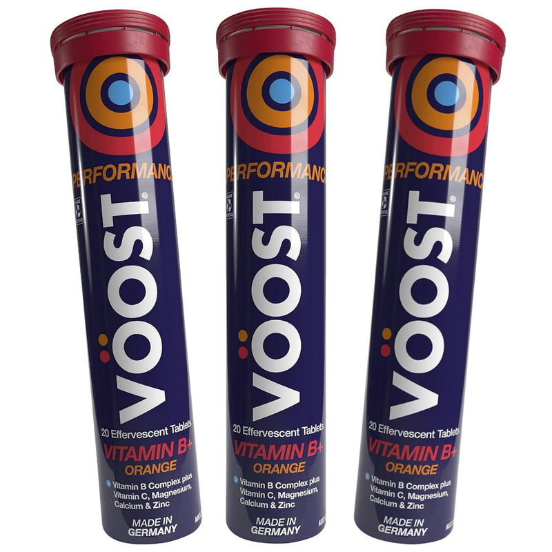 3x VOOST Performance Vitamin B+ Orange Effervescent Tablets 20 pack - Makeup Warehouse Australia