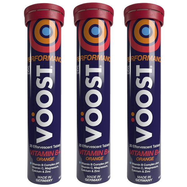 3x VOOST Performance Vitamin B+ Orange Effervescent Tablets 20 pack - Makeup Warehouse Australia