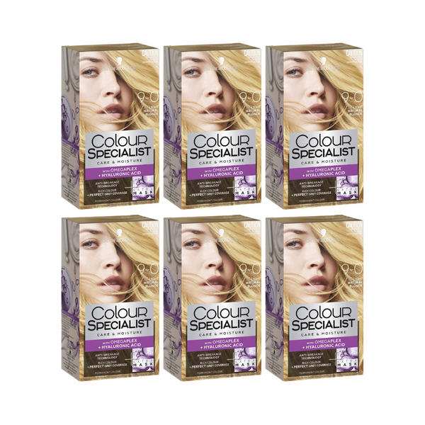 6x Schwarzkopf Colour Specialist Permanent Hair Colour 9-0 Light Natural Blonde