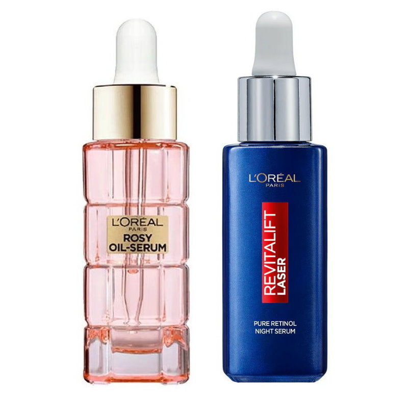 2pk L'Oreal Revitalift Laser Pure Retinol Night Serum plus Age Perfect Golden Age Rosy Oil