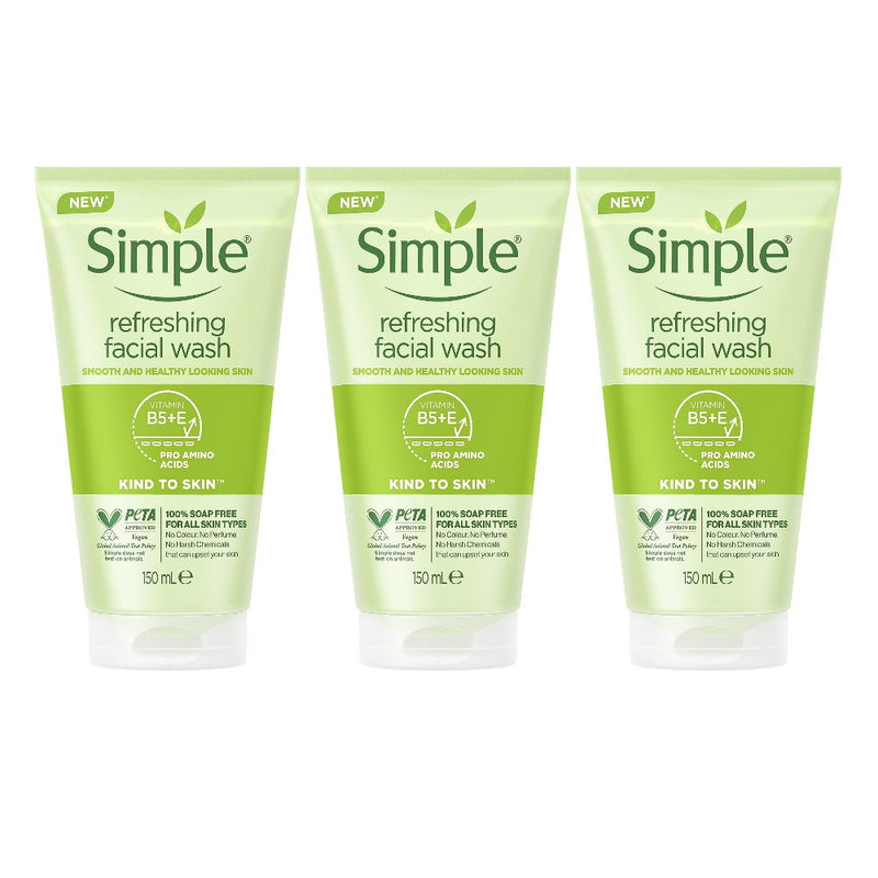 6x Simple Refreshing Facial Wash For All Skin Types 150ml