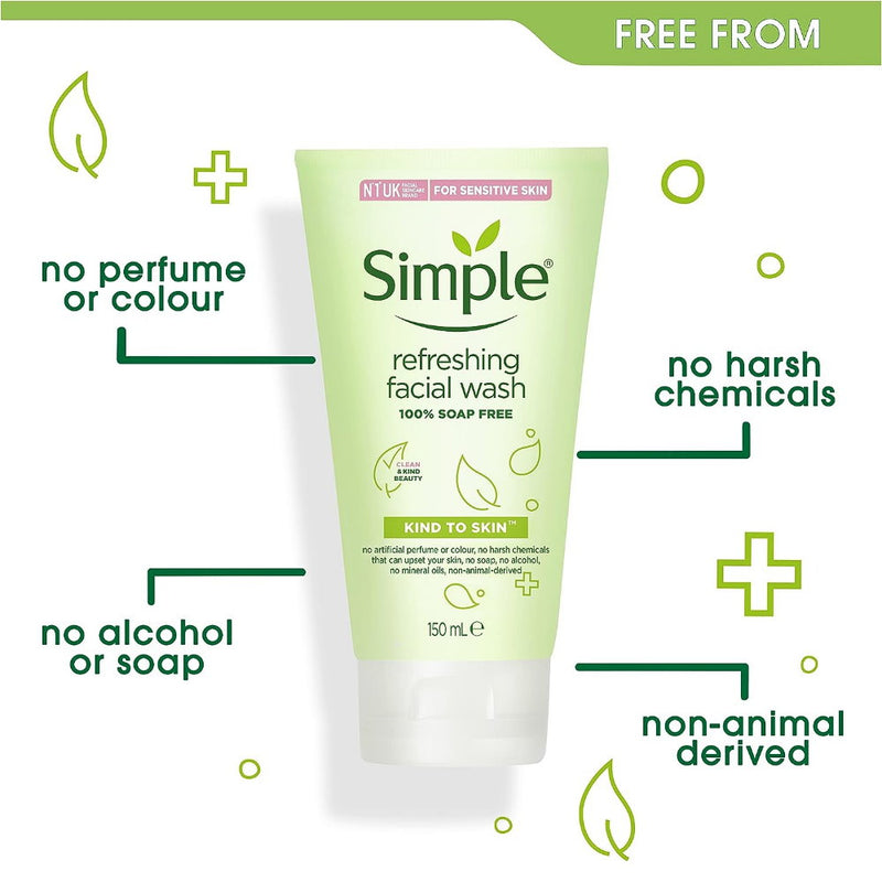 6x Simple Refreshing Facial Wash For All Skin Types 150ml