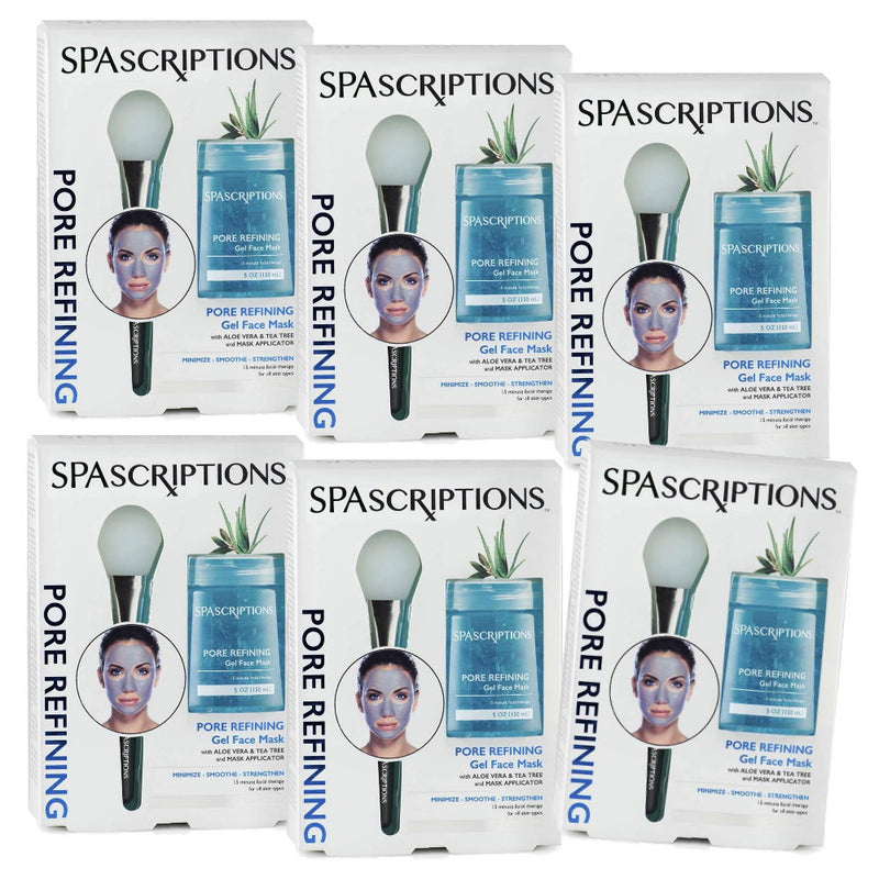 6x Spascriptions Pore Refining Gel Face Mask Aloe Vera and Tea Tree 150ml