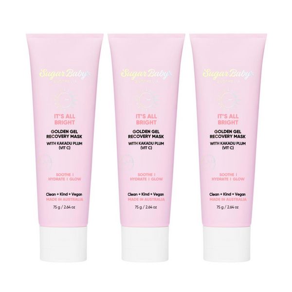 3x SugarBaby It's All Bright Golden Gel Recovery Mask With Kakadu Plum (Vit C) 75g