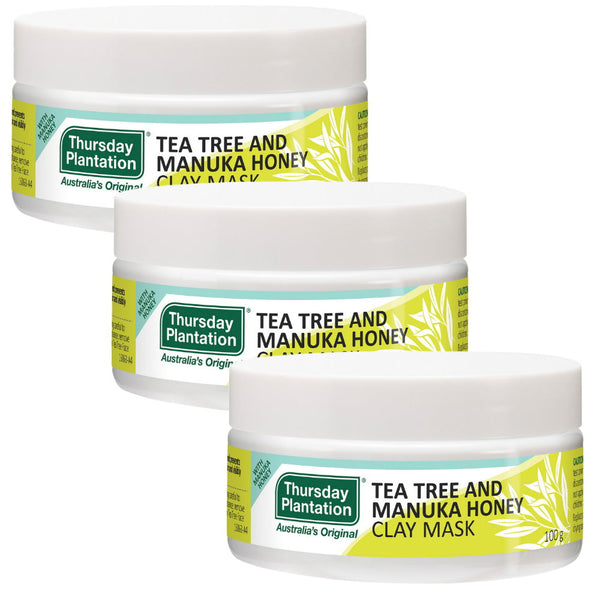 3x Thursday Plantation Tea Tree and Manuka Honey Clay Mask 100g - Makeup Warehouse Australia
