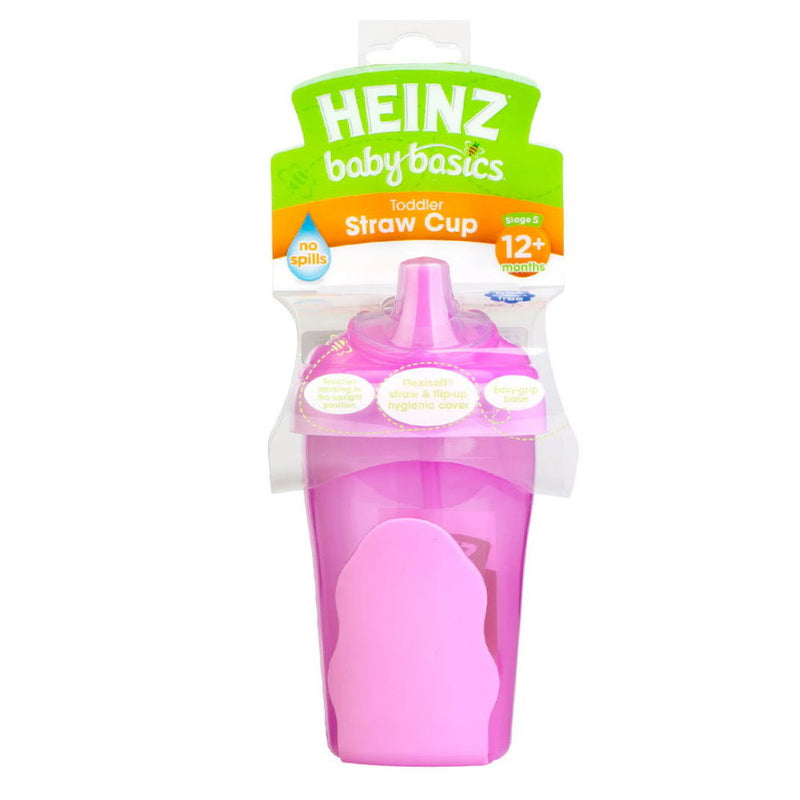 Heinz Baby Basics Toddler Straw Cup Pink 12m+ 280mL - Makeup Warehouse Australia