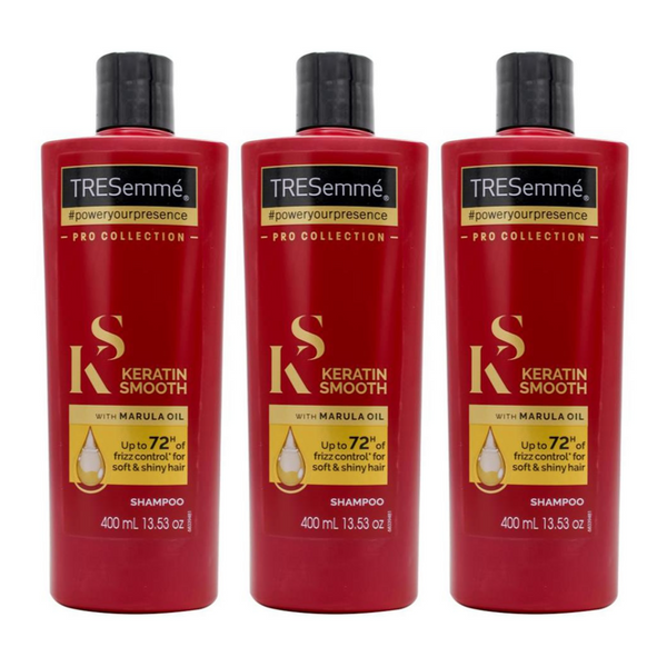 3x Tresemme Keratin Smooth Frizz Control with Marula Oil Shampoo 400ml